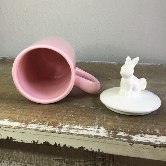 B Harbor Hip Hop Pink Bunny Spring Easter Cottaagecore Country Mug with Lid - Picture 5 of 5